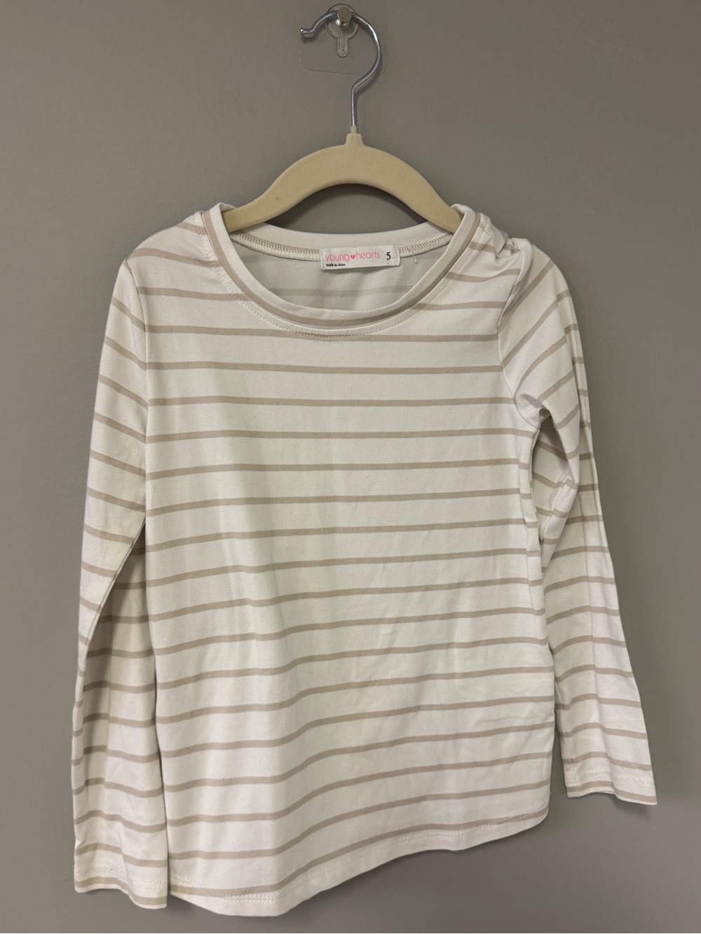 Sweethearts Striped Cream & Tan Long Sleeve Top